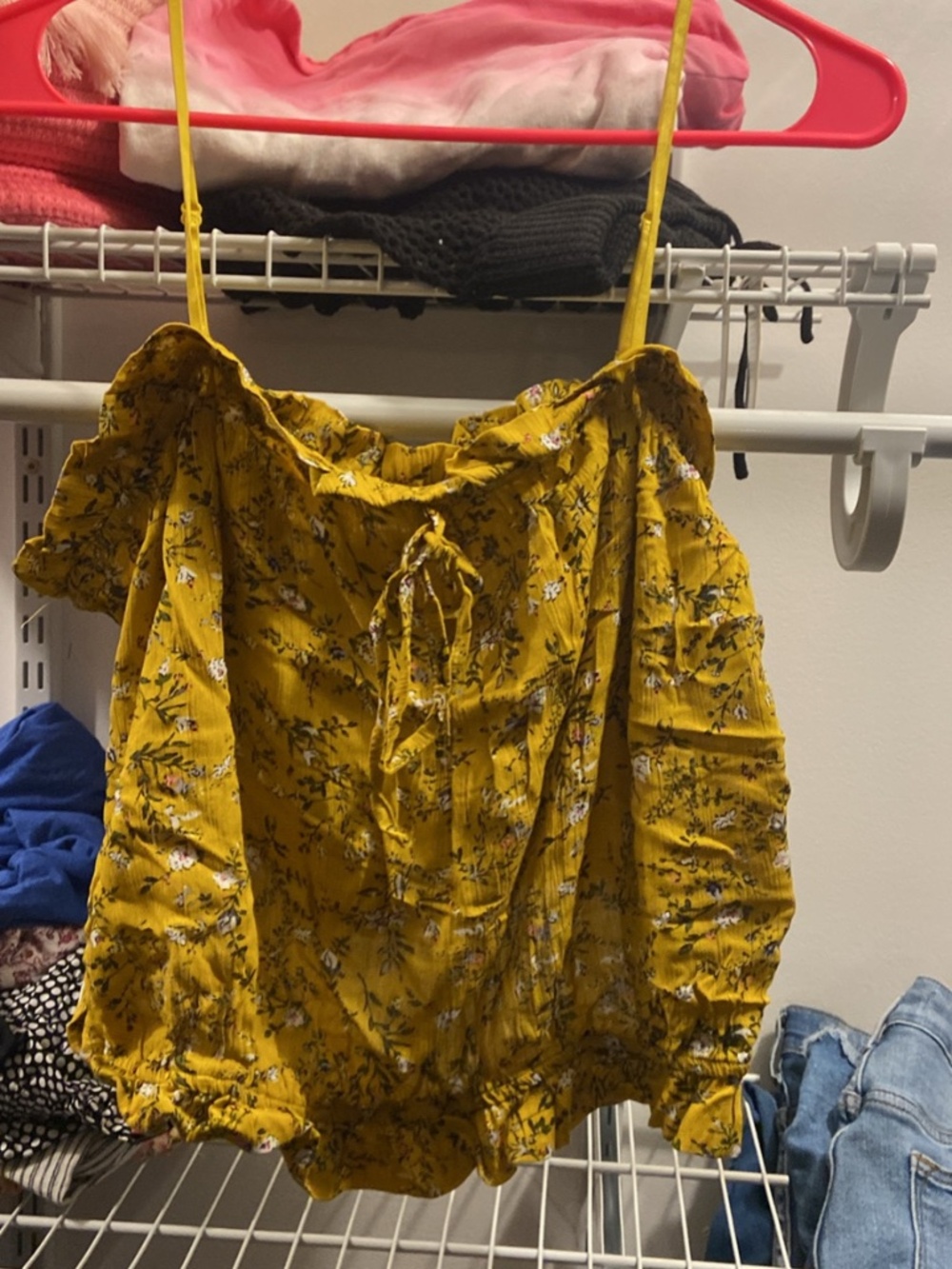 Grace & Emma Yellow Floral Cold Shoulder Top, Size 2XL